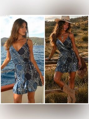 Heartloom Bandana Wrap Dress Boho Grunge Small Coachella Festival Coastal Chic